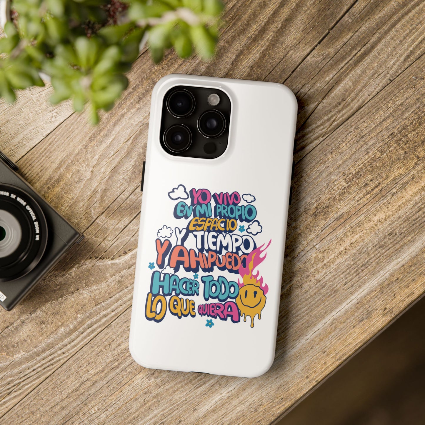 Funda para teléfono "Yo vivo en propio espacio y tiempo" - Blanco