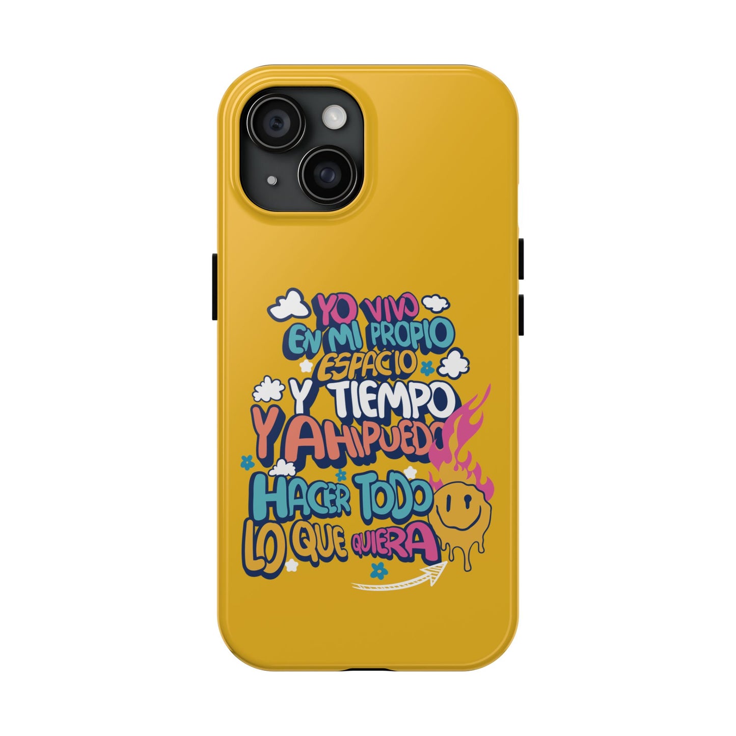 Funda para teléfono "Yo vivo en propio espacio y tiempo" - Amarillo
