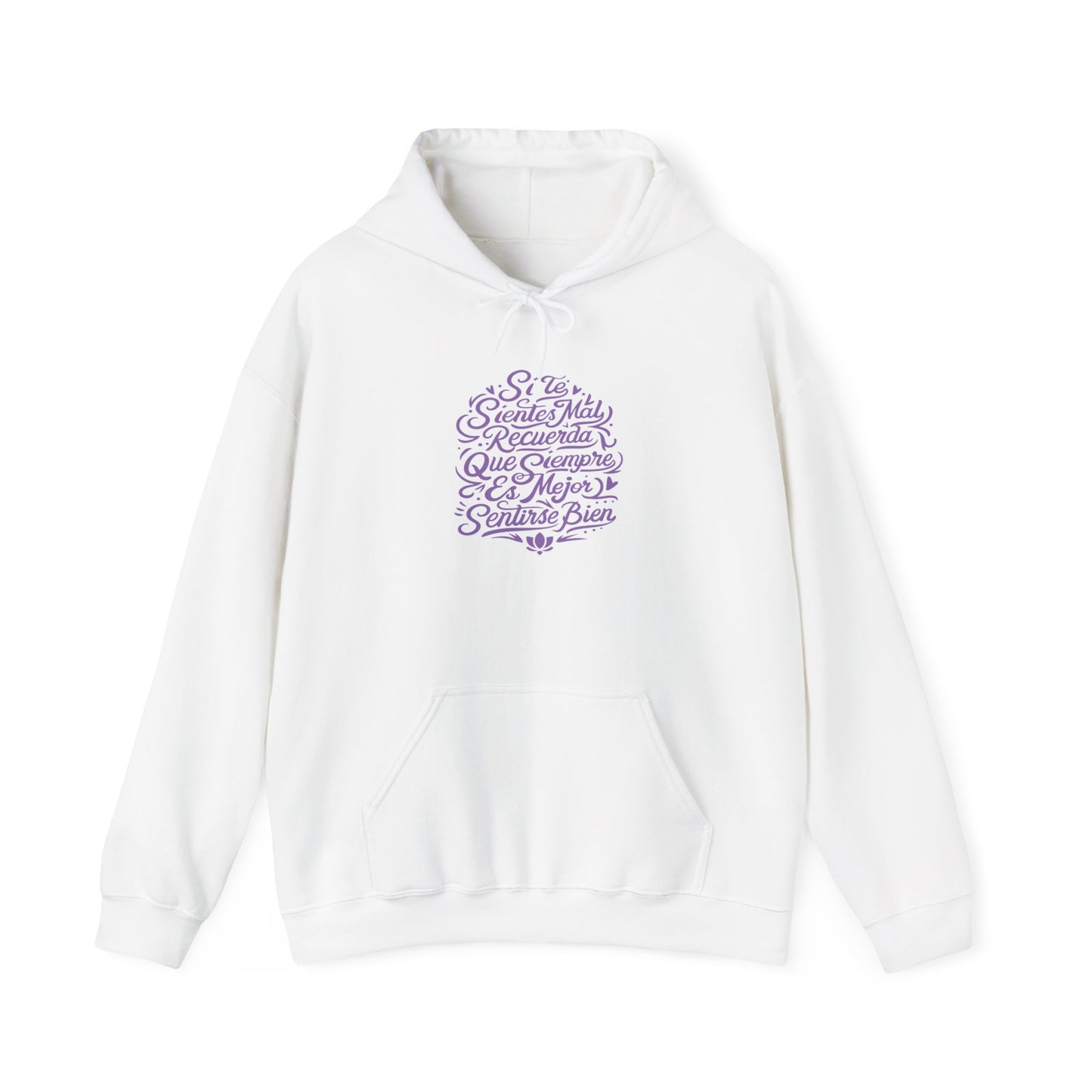 Sudadera con capucha unisex Heavy Blend™ "Si te sientes mal, recuerda que siempre es mejor sentirse bien" - Celes Manifestación