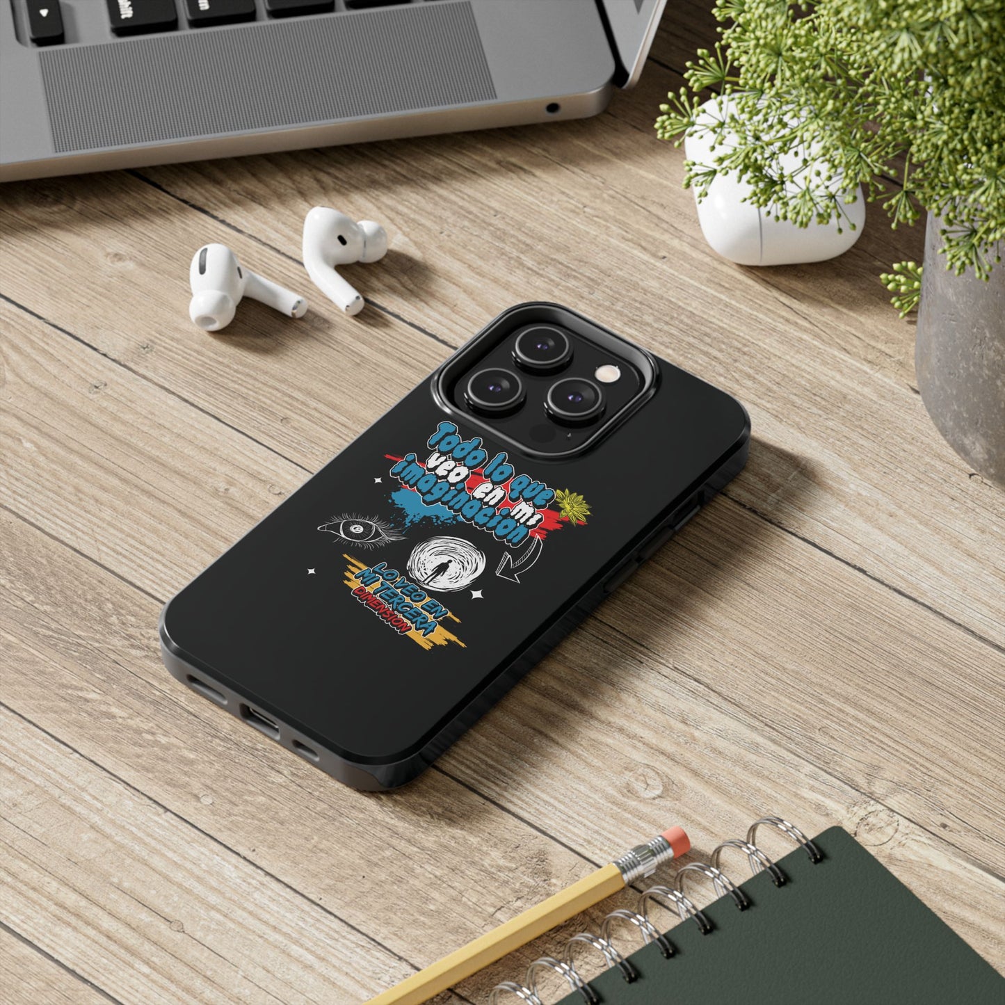 Funda para teléfono "Todo lo que veo en mi imaginación" - Negro