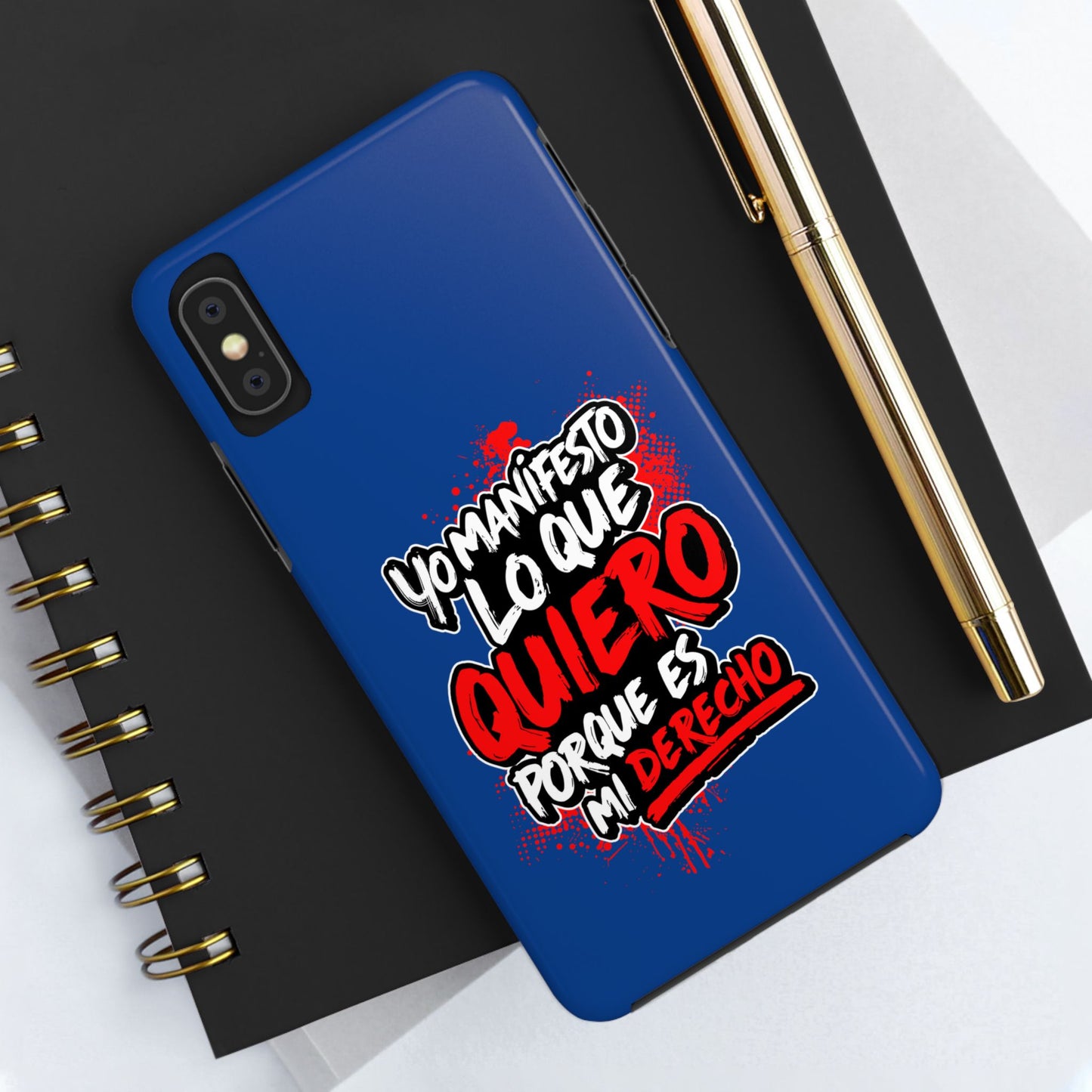 Funda para teléfono "Yo manifiesto lo que quiero" - Azul