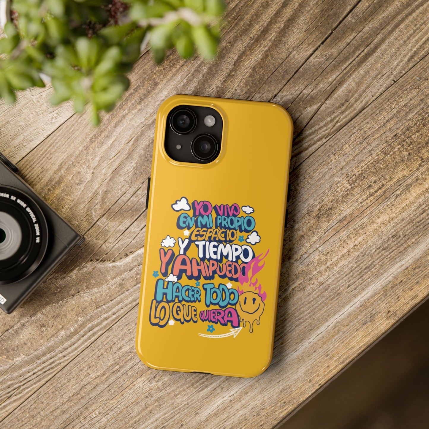 Funda para teléfono "Yo vivo en propio espacio y tiempo" - Amarillo