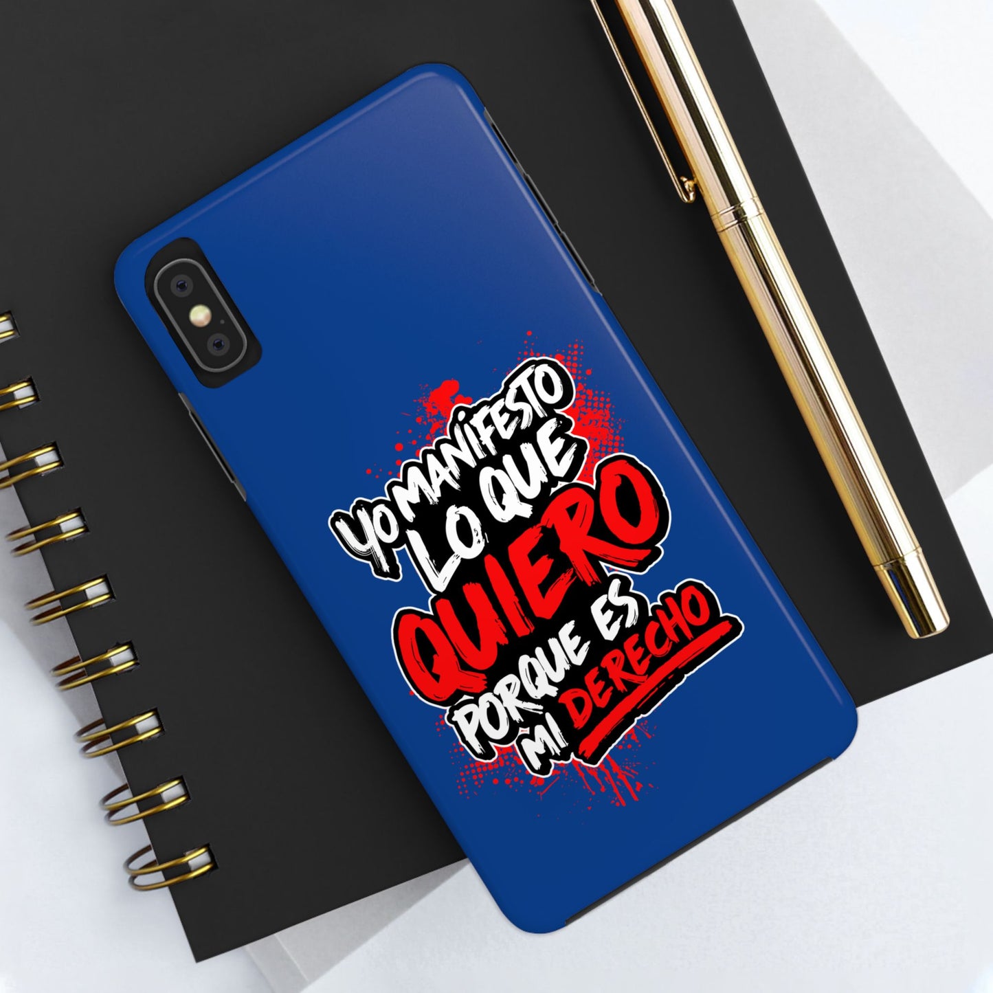 Funda para teléfono "Yo manifiesto lo que quiero" - Azul