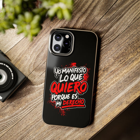 Funda para teléfono "Yo manifiesto lo que quiero" - Negro