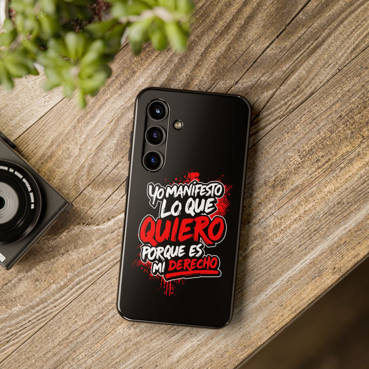 Funda para teléfono "Yo manifiesto lo que quiero" - Negro