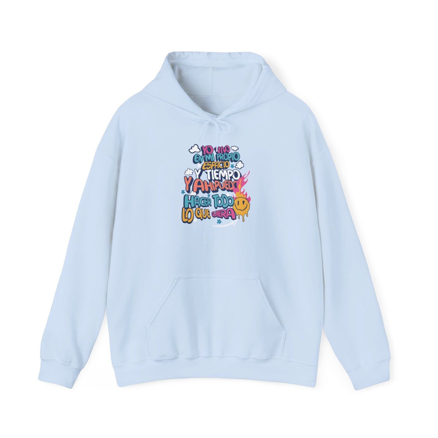 Sudadera con capucha unisex Heavy Blend™ "Yo vivo en mi propio espacio y tiempo" - Celes Manifestación