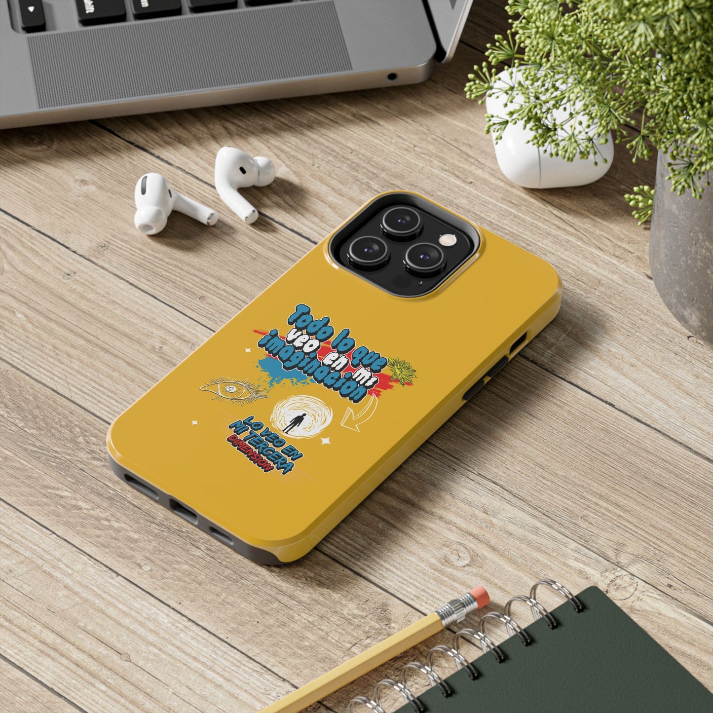 Funda para teléfono "Todo lo que veo en mi imaginación" - Amarillo