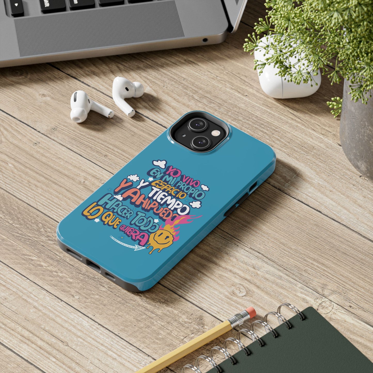 Funda para teléfono "Yo vivo en propio espacio y tiempo" - Turquesa