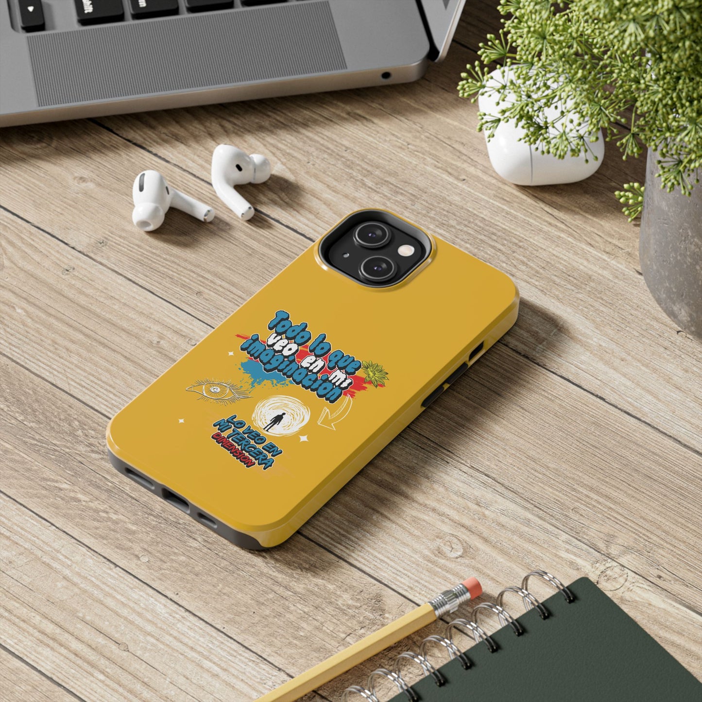 Funda para teléfono "Todo lo que veo en mi imaginación" - Amarillo