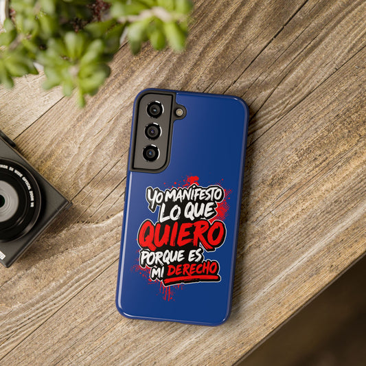 Funda para teléfono "Yo manifiesto lo que quiero" - Azul