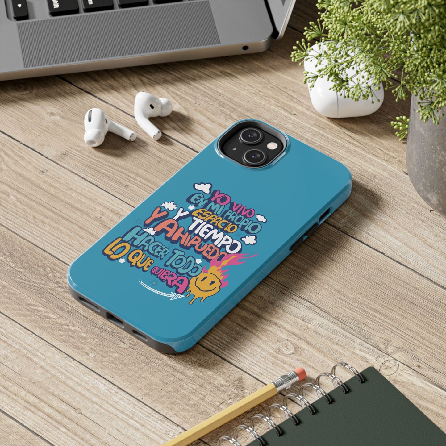 Funda para teléfono "Yo vivo en propio espacio y tiempo" - Turquesa