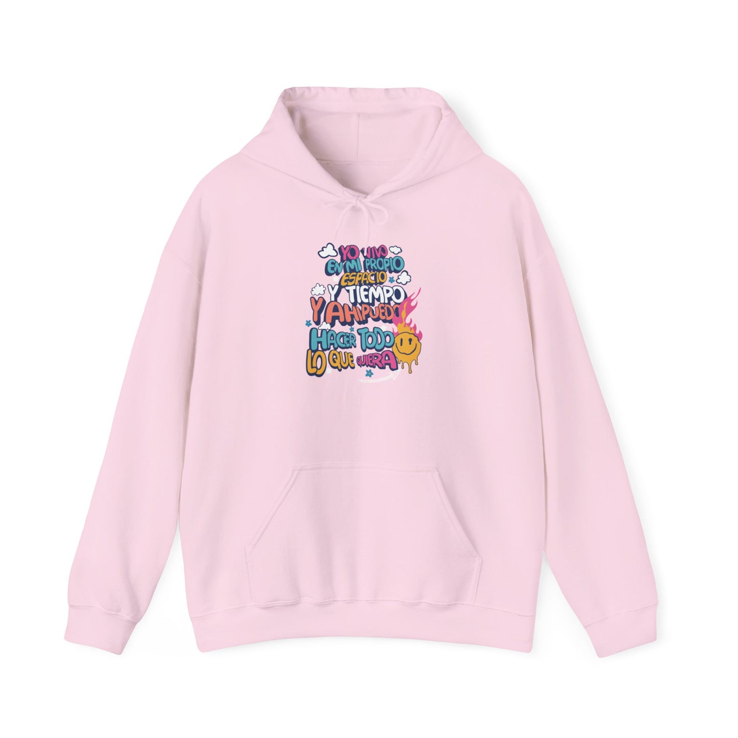 Sudadera con capucha unisex Heavy Blend™ "Yo vivo en mi propio espacio y tiempo" - Celes Manifestación